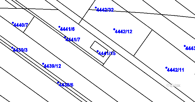 Parcela st. 4441/15 v KÚ Znojmo-město, Katastrální mapa