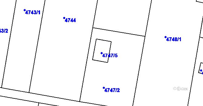 Parcela st. 4747/5 v KÚ Znojmo-město, Katastrální mapa