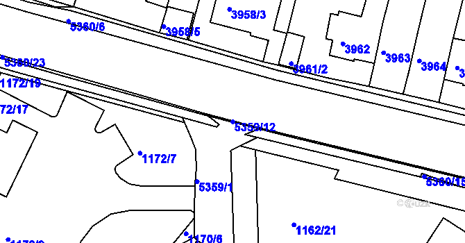 Parcela st. 5359/12 v KÚ Znojmo-město, Katastrální mapa