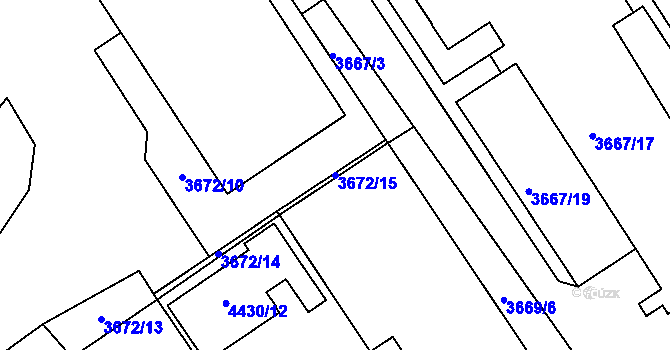 Parcela st. 3672/15 v KÚ Znojmo-město, Katastrální mapa