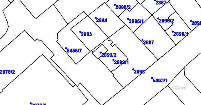 Parcela st. 2899/2 v KÚ Znojmo-město, Katastrální mapa