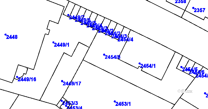 Parcela st. 2454/8 v KÚ Znojmo-město, Katastrální mapa
