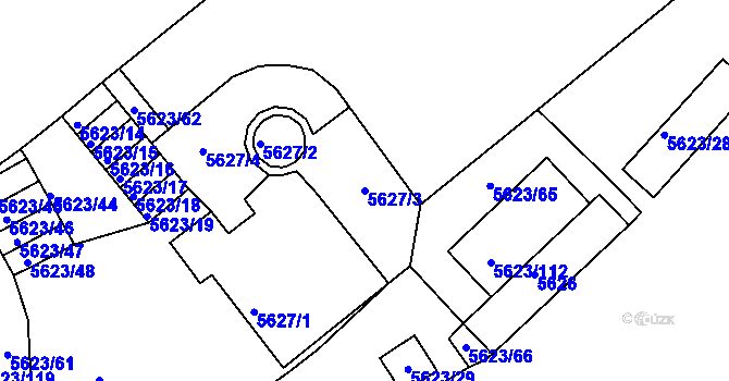 Parcela st. 5627/3 v KÚ Znojmo-město, Katastrální mapa