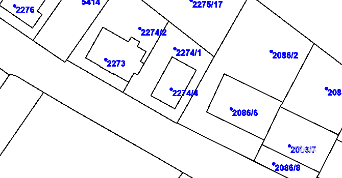Parcela st. 2274/4 v KÚ Znojmo-město, Katastrální mapa