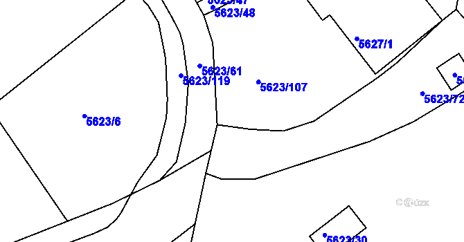 Parcela st. 5623/71 v KÚ Znojmo-město, Katastrální mapa