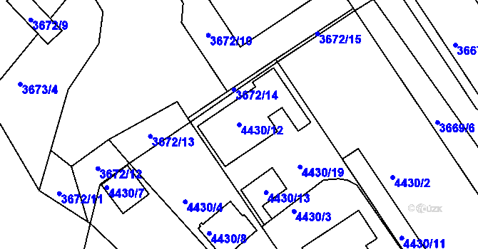 Parcela st. 4430/12 v KÚ Znojmo-město, Katastrální mapa
