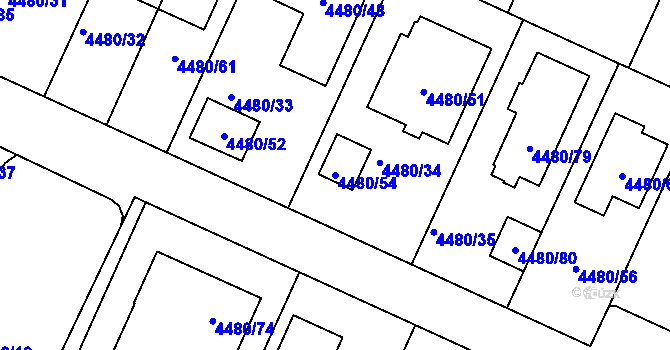 Parcela st. 4480/54 v KÚ Znojmo-město, Katastrální mapa