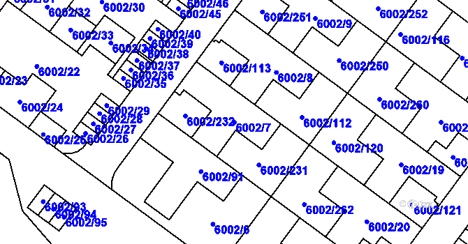 Parcela st. 6002/7 v KÚ Znojmo-město, Katastrální mapa