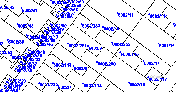Parcela st. 6002/9 v KÚ Znojmo-město, Katastrální mapa
