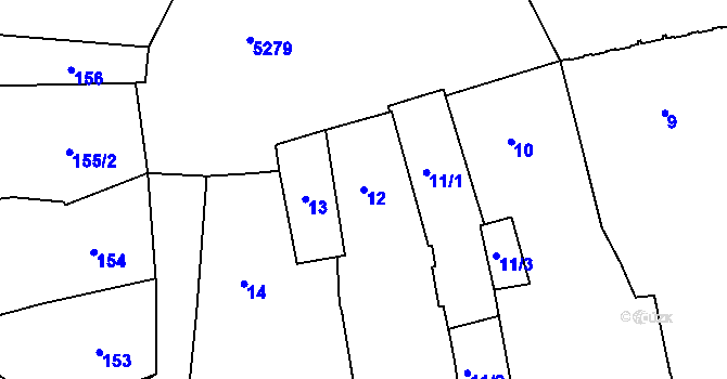 Parcela st. 12 v KÚ Znojmo-město, Katastrální mapa