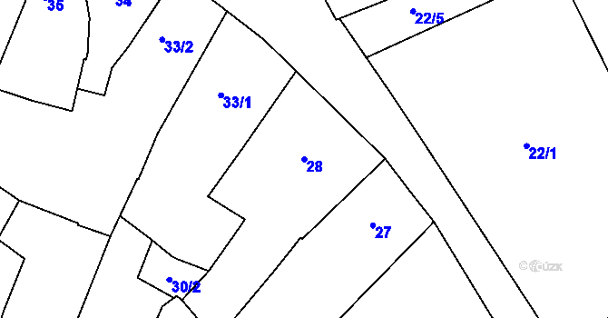 Parcela st. 28 v KÚ Znojmo-město, Katastrální mapa