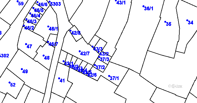 Parcela st. 43/2 v KÚ Znojmo-město, Katastrální mapa