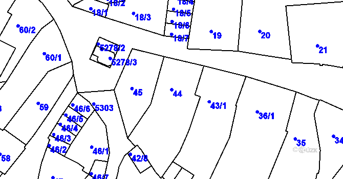 Parcela st. 44 v KÚ Znojmo-město, Katastrální mapa