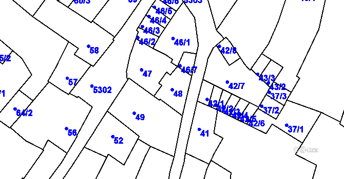 Parcela st. 48 v KÚ Znojmo-město, Katastrální mapa