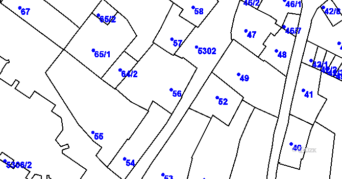 Parcela st. 56 v KÚ Znojmo-město, Katastrální mapa
