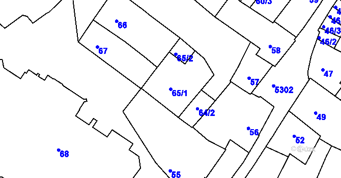 Parcela st. 65/1 v KÚ Znojmo-město, Katastrální mapa
