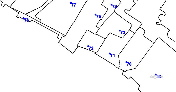 Parcela st. 72 v KÚ Znojmo-město, Katastrální mapa