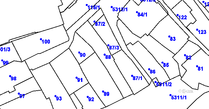 Parcela st. 88 v KÚ Znojmo-město, Katastrální mapa