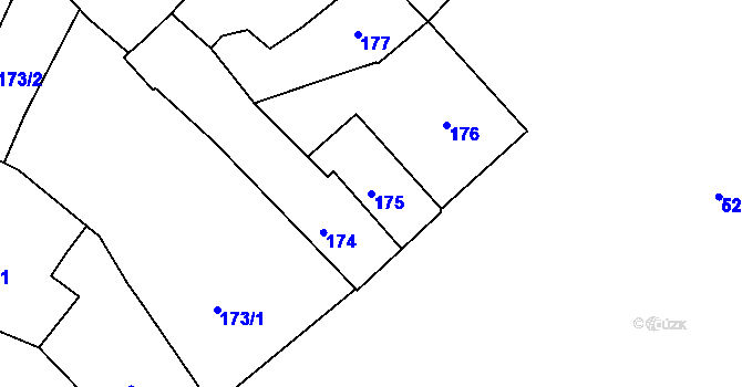 Parcela st. 175 v KÚ Znojmo-město, Katastrální mapa