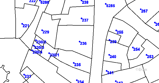 Parcela st. 236 v KÚ Znojmo-město, Katastrální mapa
