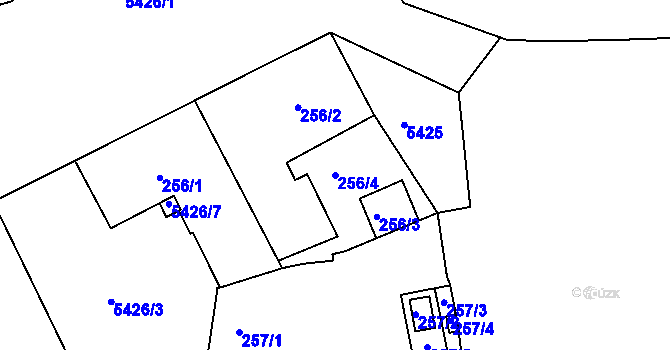 Parcela st. 256/4 v KÚ Znojmo-město, Katastrální mapa