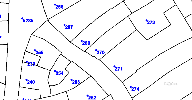 Parcela st. 270 v KÚ Znojmo-město, Katastrální mapa