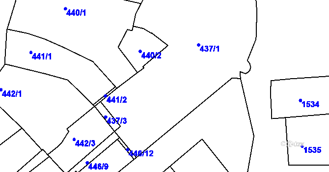 Parcela st. 437/1 v KÚ Znojmo-město, Katastrální mapa