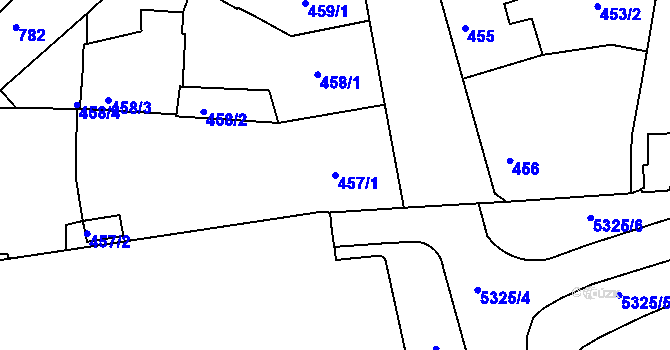Parcela st. 457/1 v KÚ Znojmo-město, Katastrální mapa