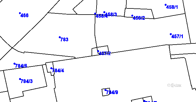 Parcela st. 457/2 v KÚ Znojmo-město, Katastrální mapa