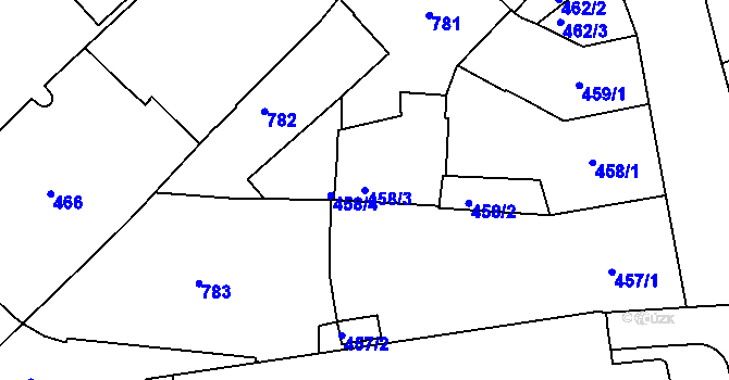 Parcela st. 458/3 v KÚ Znojmo-město, Katastrální mapa