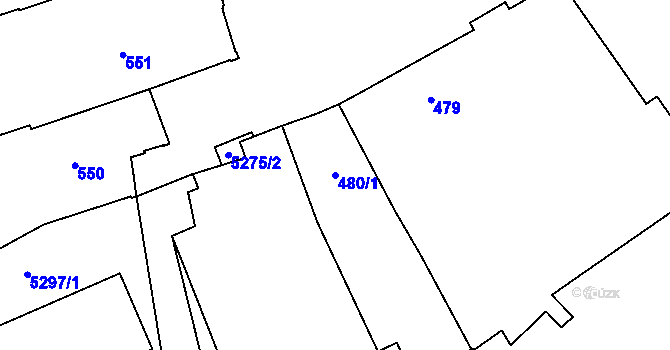 Parcela st. 480/1 v KÚ Znojmo-město, Katastrální mapa