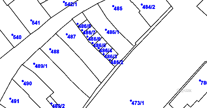 Parcela st. 486/3 v KÚ Znojmo-město, Katastrální mapa