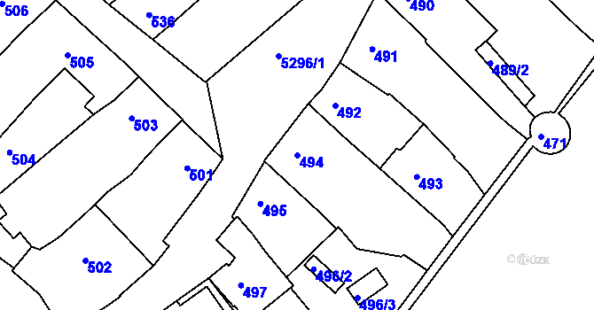 Parcela st. 494 v KÚ Znojmo-město, Katastrální mapa