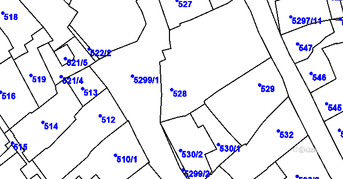 Parcela st. 528 v KÚ Znojmo-město, Katastrální mapa