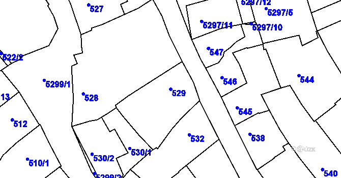 Parcela st. 529 v KÚ Znojmo-město, Katastrální mapa
