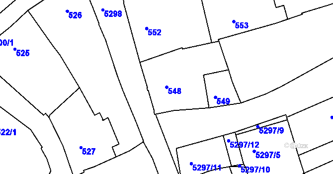 Parcela st. 548 v KÚ Znojmo-město, Katastrální mapa
