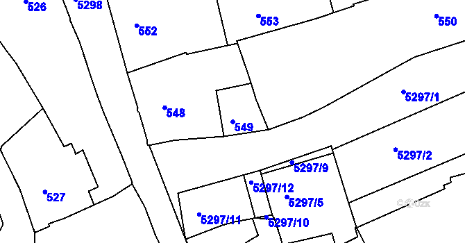 Parcela st. 549 v KÚ Znojmo-město, Katastrální mapa