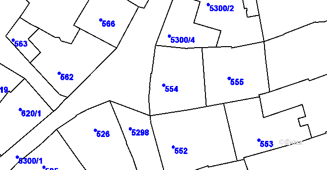 Parcela st. 554 v KÚ Znojmo-město, Katastrální mapa