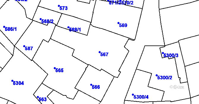 Parcela st. 567 v KÚ Znojmo-město, Katastrální mapa