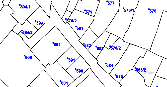 Parcela st. 582 v KÚ Znojmo-město, Katastrální mapa