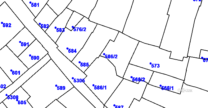 Parcela st. 586/2 v KÚ Znojmo-město, Katastrální mapa