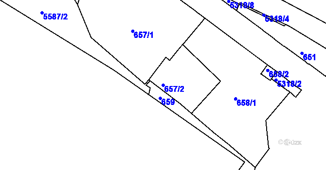 Parcela st. 657/2 v KÚ Znojmo-město, Katastrální mapa
