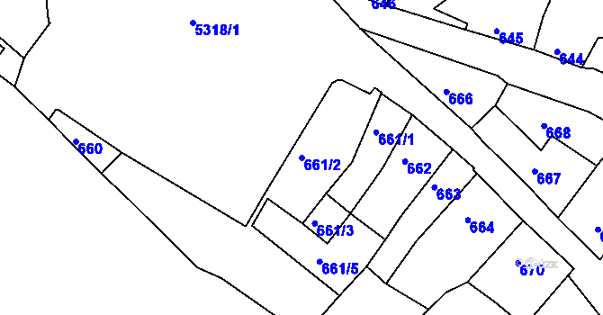 Parcela st. 661/2 v KÚ Znojmo-město, Katastrální mapa