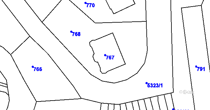 Parcela st. 767 v KÚ Znojmo-město, Katastrální mapa