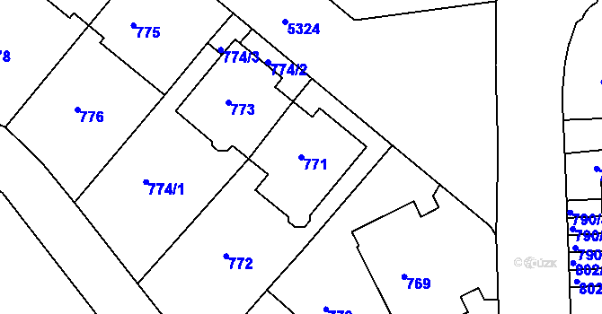 Parcela st. 771 v KÚ Znojmo-město, Katastrální mapa