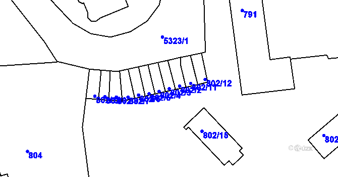 Parcela st. 802/3 v KÚ Znojmo-město, Katastrální mapa