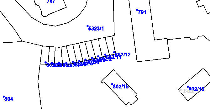 Parcela st. 802/11 v KÚ Znojmo-město, Katastrální mapa