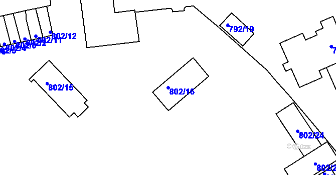 Parcela st. 802/16 v KÚ Znojmo-město, Katastrální mapa