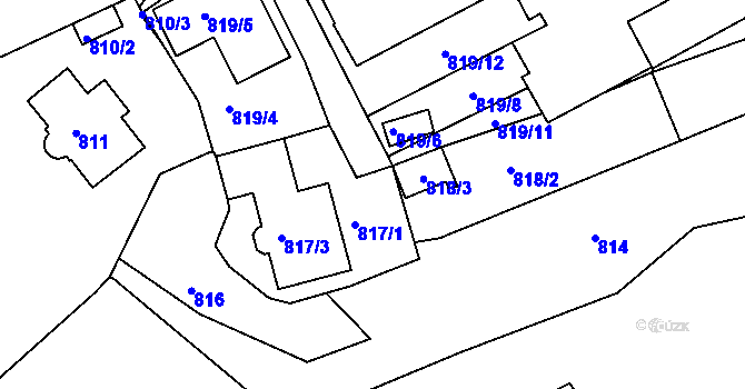 Parcela st. 817/2 v KÚ Znojmo-město, Katastrální mapa