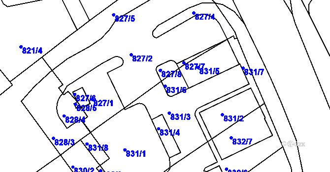 Parcela st. 831/6 v KÚ Znojmo-město, Katastrální mapa
